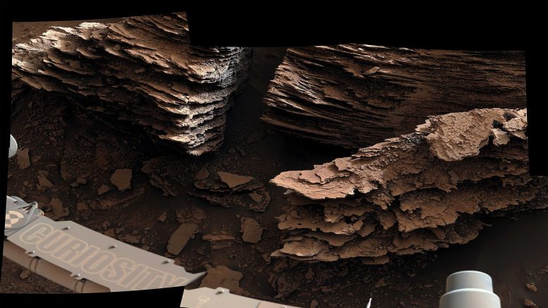 Curiosity Mars Rover Layered,Flaky Rocks