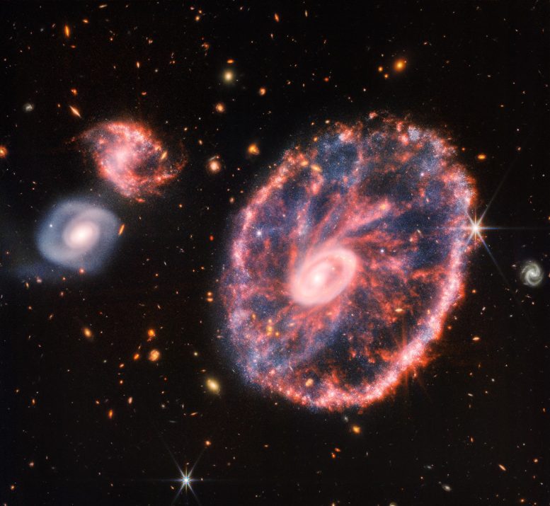 Cartwheel galaxy (NIRCam and MIRI composite image)