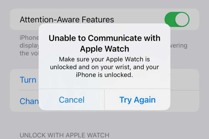 Apple Watch is having trouble unlocking the new iPhone 13