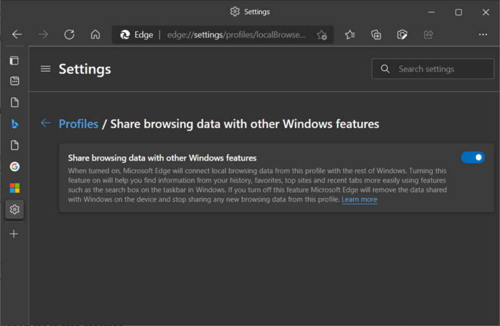 Microsoft Windows Edge Search Browser