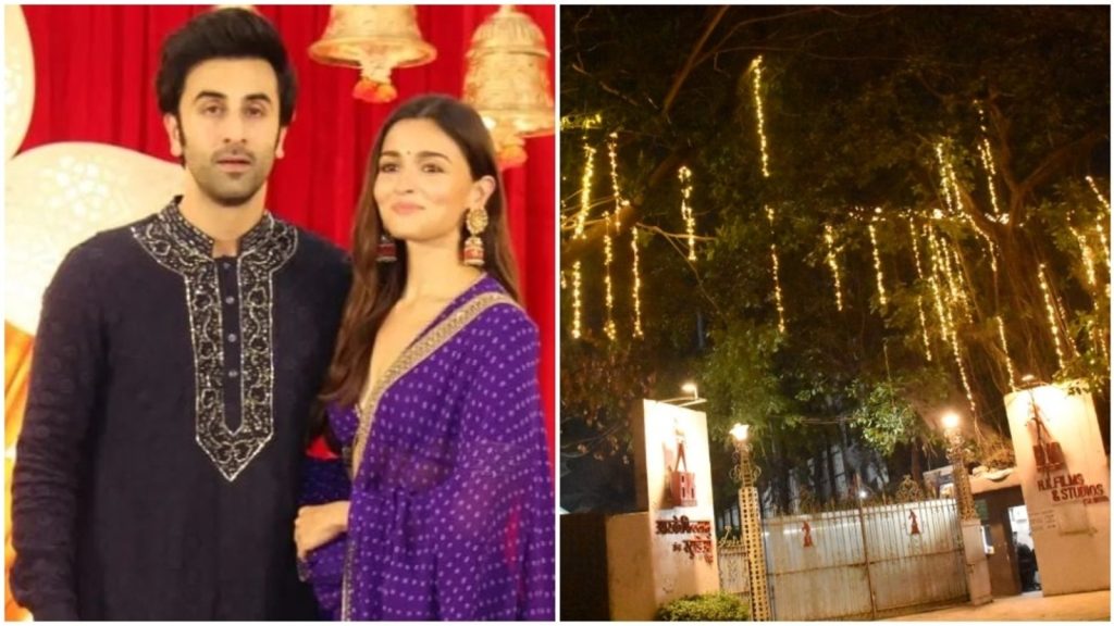 Ranbir Kapoor and Alia Bhatt's wedding: The entrance to RK Studio lit up before the upcoming festivities.  Watch |  Bollywood