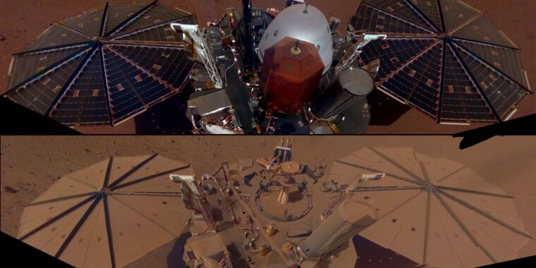New image reveals a NASA spacecraft covered in Martian dust