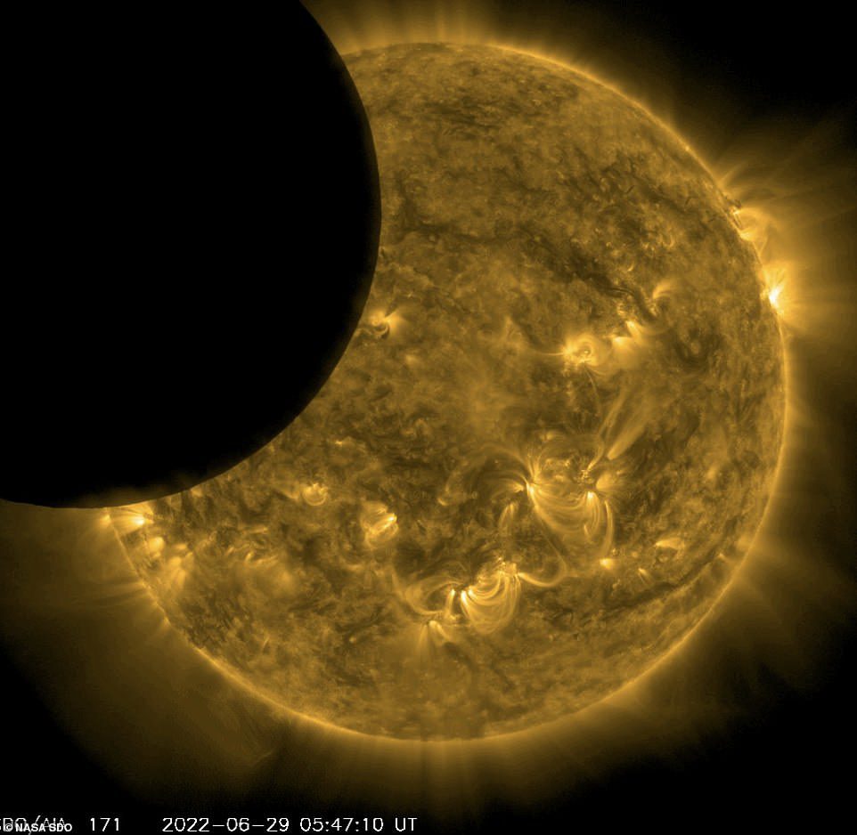 NASA's Solar Dynamics Observatory captured images of a partial solar eclipse from its privileged position in space - the only place it was visible.