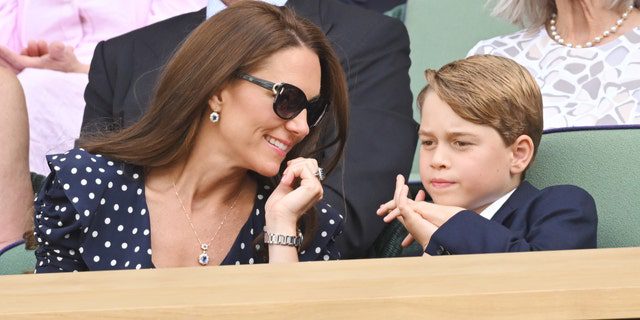 Catherine, the Duchess of Cambridge and Prince George attend the Wimbledon men's singles final on July 10, 2022 in London.