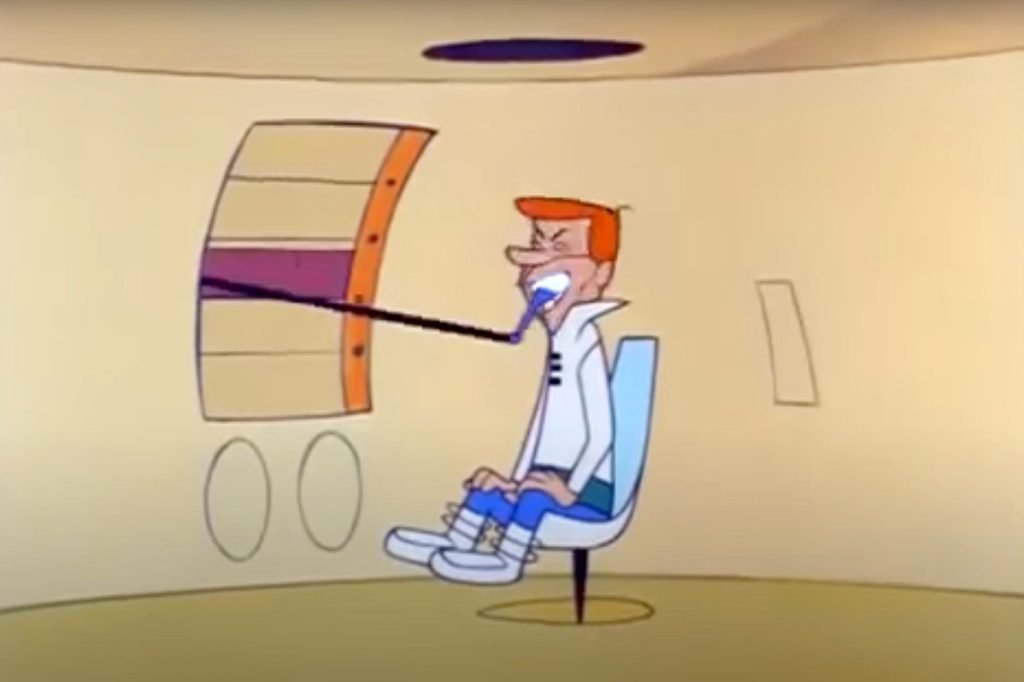 A machine to brush your teeth "The Jetsons."