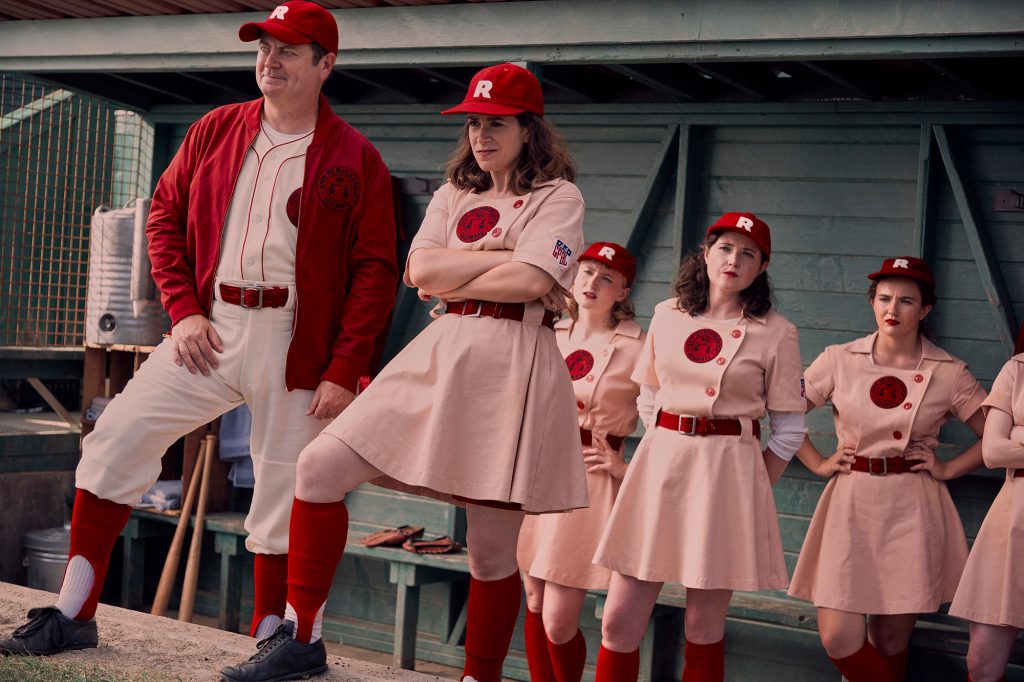 Dove (Nick Offerman), Carson (Abby Jacobson) and some of the team members "a league of their own." 