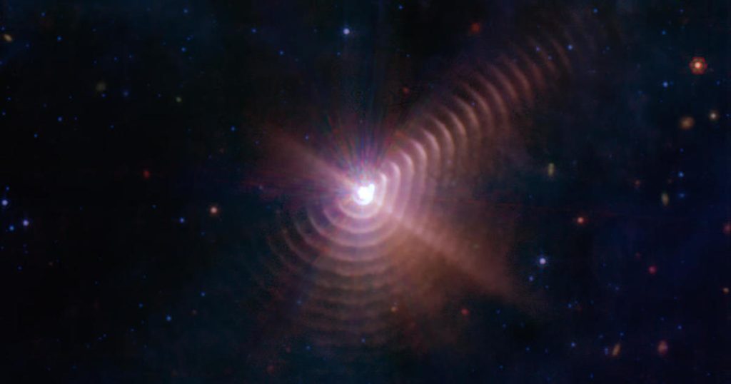 A couple of stars create a 'fingerprint' in the image taken by the James Webb Space Telescope