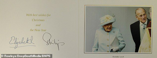 This photo shows a Christmas card from the late Queen and Prince Philip